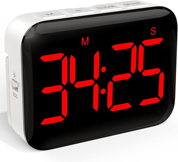 VOCOO Magnetic Kitchen Timer for Cooking with Count Up Countdown, Digital Timer Battery Powered with Large Display, 2 Brightness and Volume Levels for Classroom, Teacher, Kids (Red)