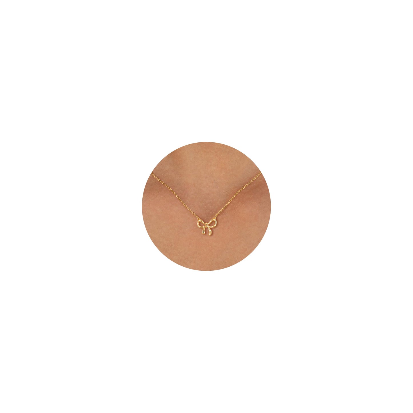 BSGRL Gold Necklace for Women- 14K Gold Plated Dainty Bow Necklace Cute 16.5"+2"