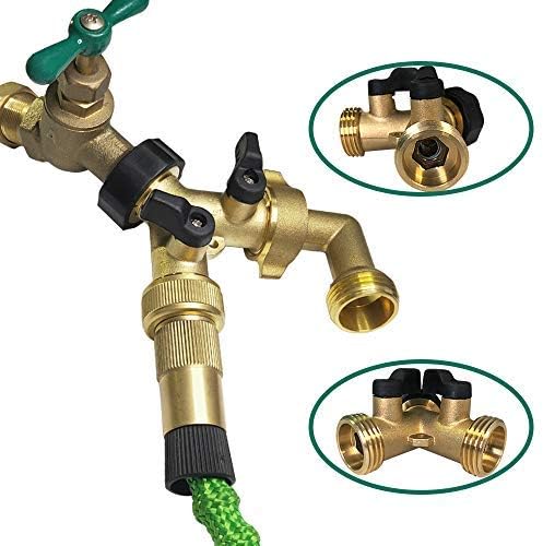 HQMPC 2-Way Garden Hose Splitter - 3/4" Female & 2 Male, 2 Pcs