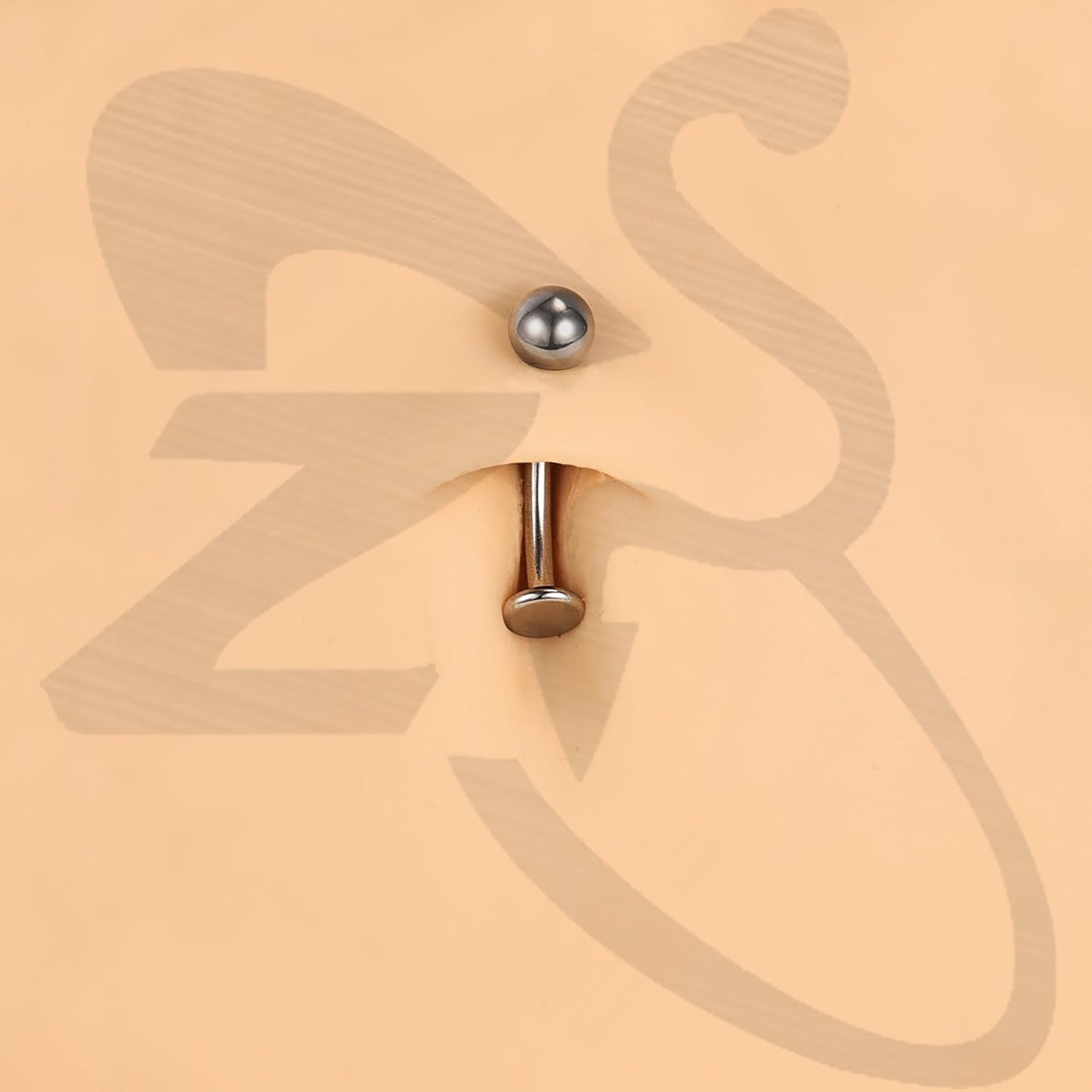 ZS ASTM F136 Titanium Belly Button Ring, 14G Cubic Zirconia Navel Jewelry, 6/8/10/12/14MM Internally Threaded Long Bar Navel Barbell Stud Flat Back Belly Piercing (Steel,L:14mm)