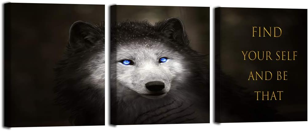 3 Panels Wolf Picture Motivational Wall Art Inspirational Canvas Painting Pictures Modern Entrepreneur Quotes Posters Prints Artwork for Home Office Decor House Decorations Class Room School to Hang