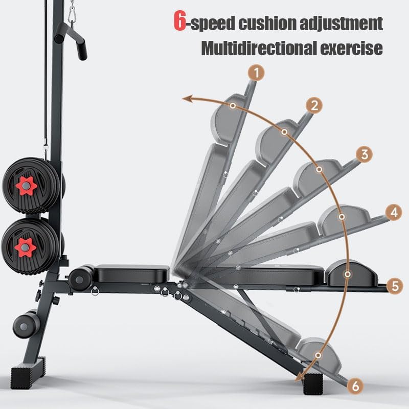 12-in-1 Multi-Functional Home Gym Workout Bench–High/Low Pulley System, Sit-Up Bench, LAT Pull-Down,Leg Developer,Adjustable Strength Training Equipment for Full-Body Fitness