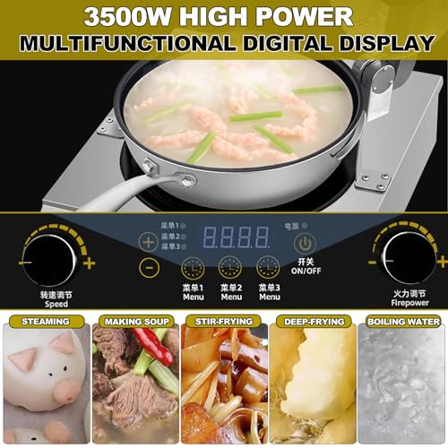 JUXDZISHW Electric Self Stirring Pot Automatic Cooking Machine, 3500W 200-1000g Automatic Pot Stirrer for Cooking, 360° Rotating Stir Fry Machine, Multi-Function Kitchen Robot for Stewing & Frying