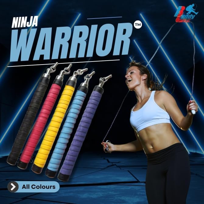 Buddy Lee Ninja Warrior Jump Rope – Adjustable Speed Rope for Fitness, HIIT, CrossFit & Boxing – Tangle-Free with Precision Ball Bearings – Durable, Lightweight & Ergonomic Handles