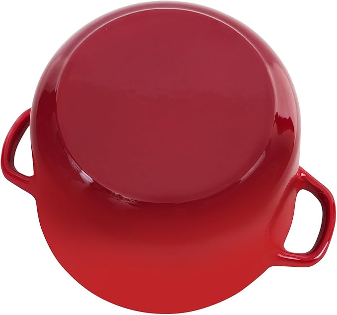 Flavehc Dutch Oven Pot with Lid 2.8 qt Cast Iron Dutch Oven for Bread Baking Red Enameled Cast Iron Rice Pot with Handels
