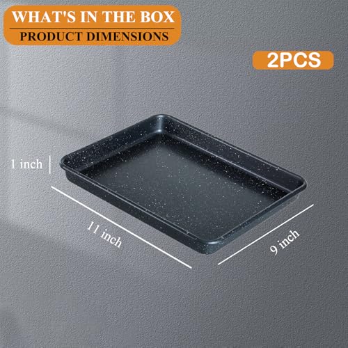 Walooza 11 Inch Nonstick Baking Sheets Set of 2, Carbon Steel Cookie Sheets for Baking, Heavy Duty & Stackable Baking Pans for Oven, Non Toxic & Easy Clean, 11x9 Inch Baking Trays
