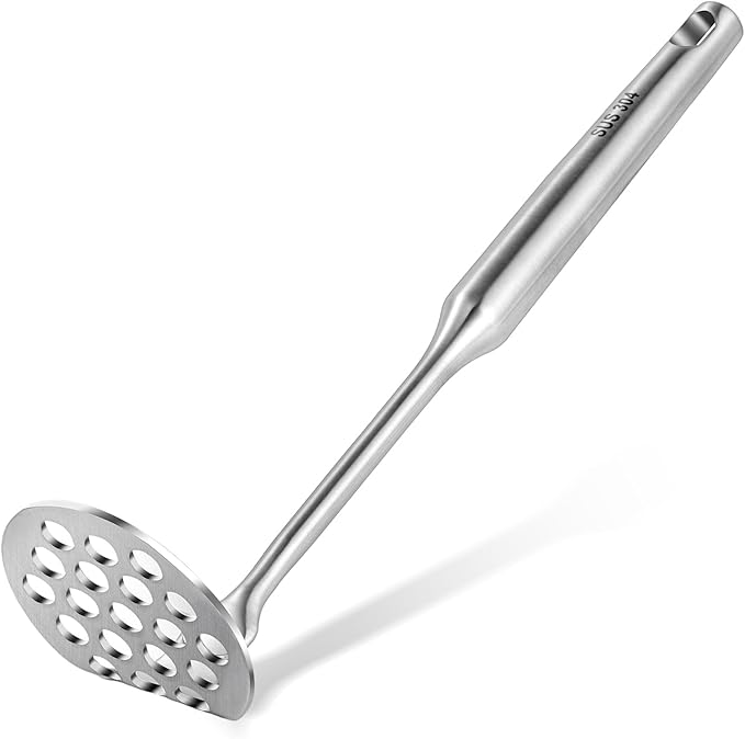 Potato Masher Stainless Steel Small, Mini Avocado Masher, Manual Potatoes Smasher Kitchen Tool for Avocado, Potatoes, Beans, Vegetables, 8.7Inch Metal Mashing Utensil, Dishwasher Safe