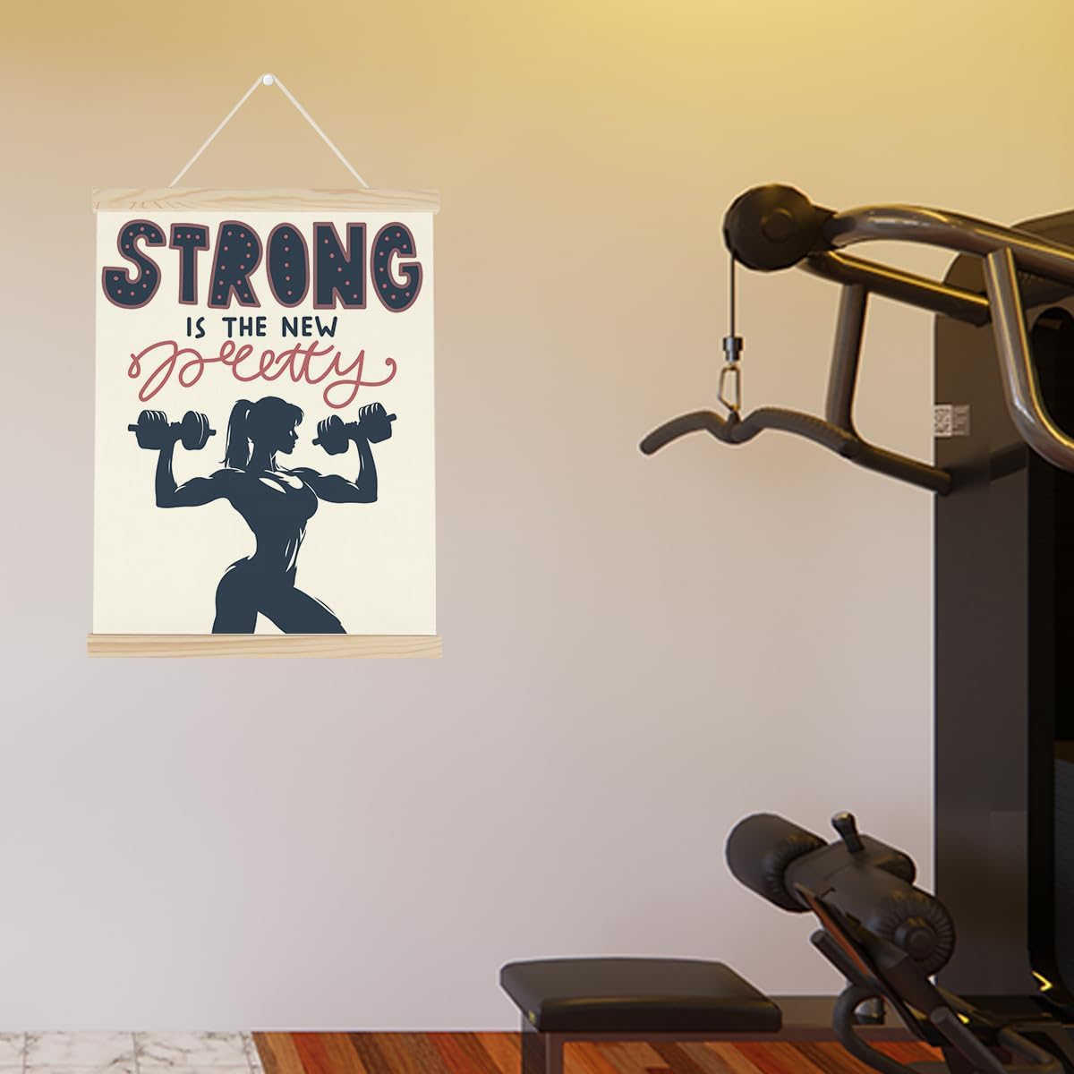 Gym Motivational Posters College Dorm Posters Gifts for Girls Friends Strong is The New Pretty Gym Flag Wall Art Decor Sign for Home Gym Bedroom Office