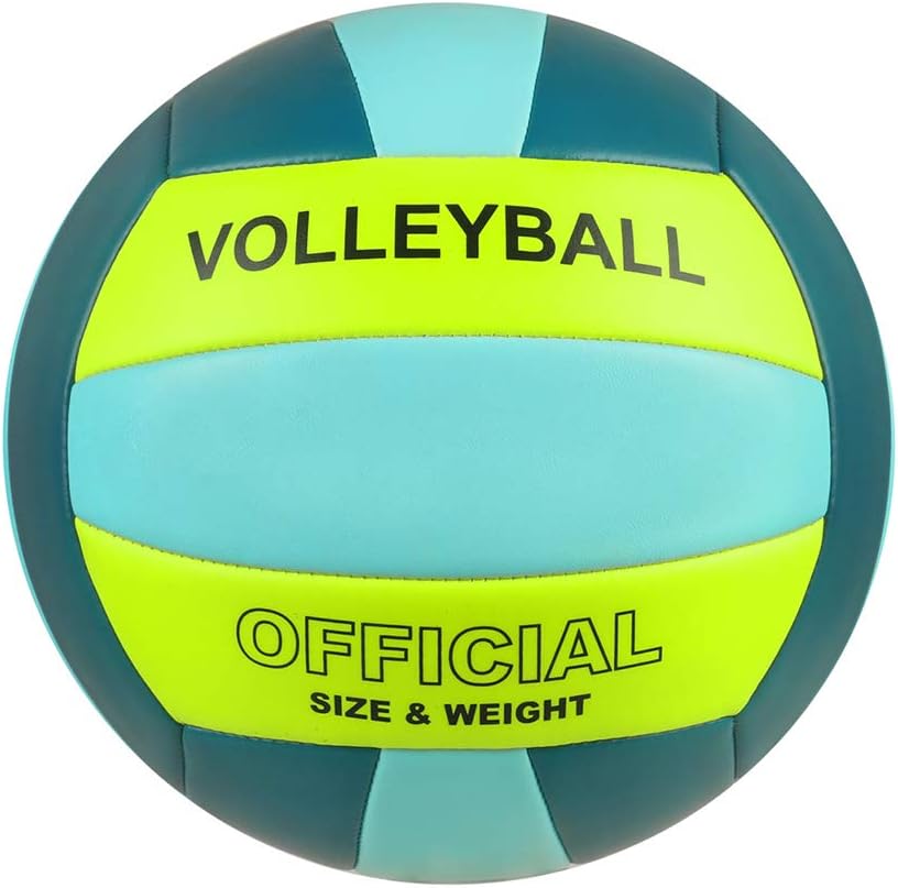 Volleyball Size 5 PU Leather Soft Indoor Outdoor Volleyballs Sports Training Game Play Ball for Beginner, Teenager, Adult, 8.2