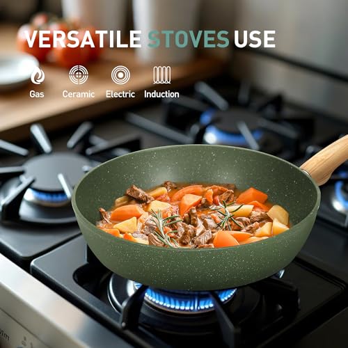 MAISON ARTS Pots and Pans Set Non Stick, 30 Piece Kitchen Cookware & Bakeware Sets with Granite Coating, Pots and Pans Sets for Cooking Nonstick, Green