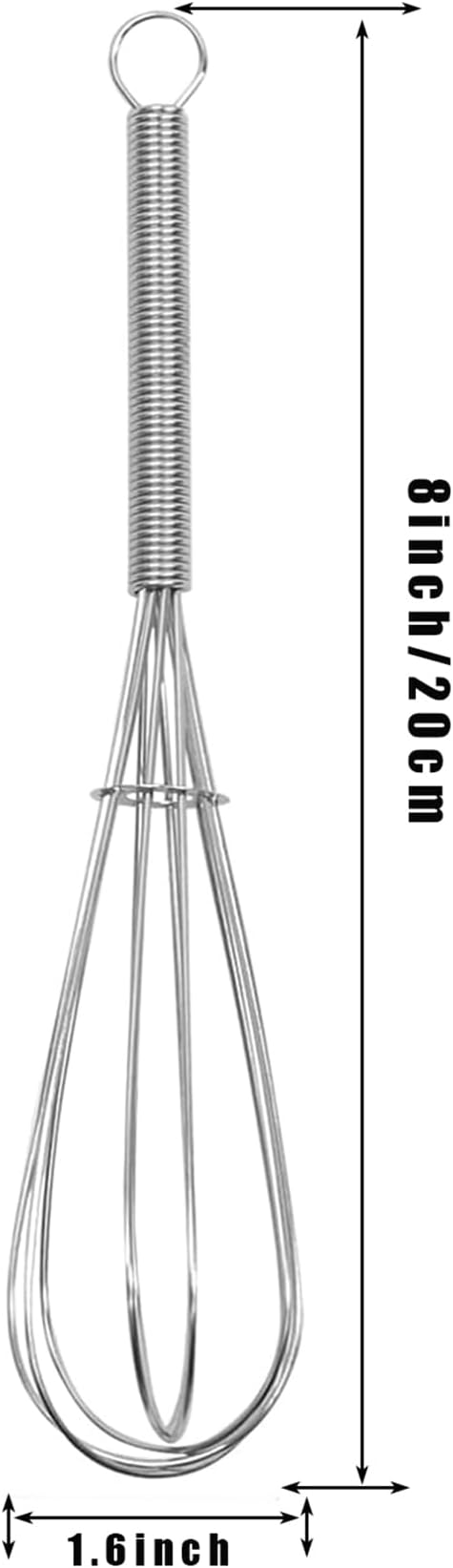 Digead Mini Wire Whisk, 8 Inch Small Whisk for Cooking - Ergonomic Spiral Handle, 304 Stainless Steel - Ideal for Whisking, Beating, Blending & Mixing Sauces - Silver