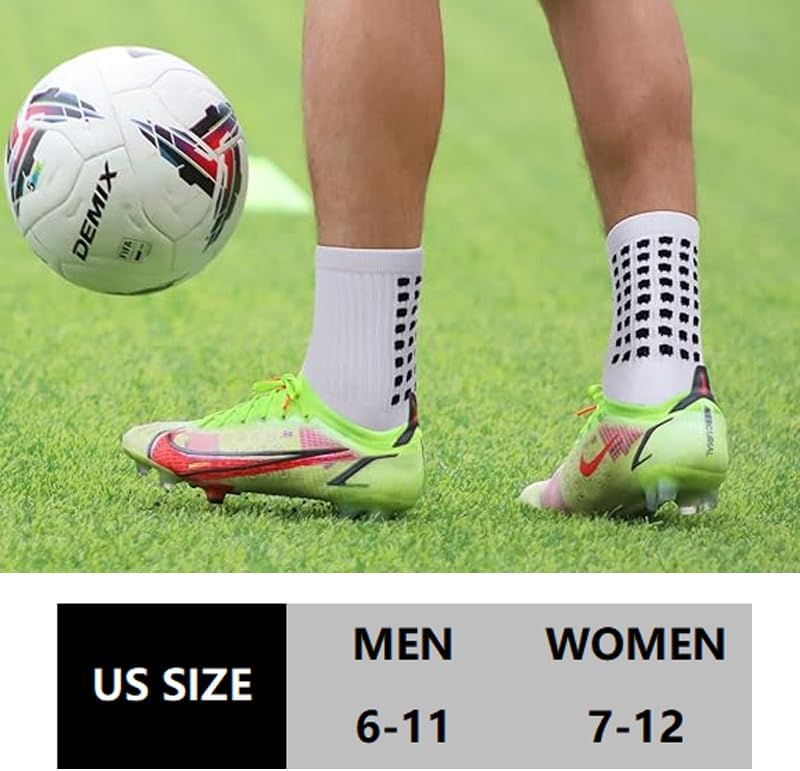 2 Set Anti-Slip Grip Soccer Socks with Shin Guard Sleeves, Sports Athletic Socks for Men Women
