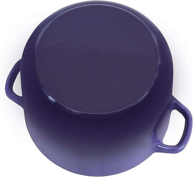 Flavehc Dutch Oven Pot with Lid 1.8 qt Cast Iron Dutch Oven for Bread Baking Purple Enameled Cast Iron Rice Pot with Handels