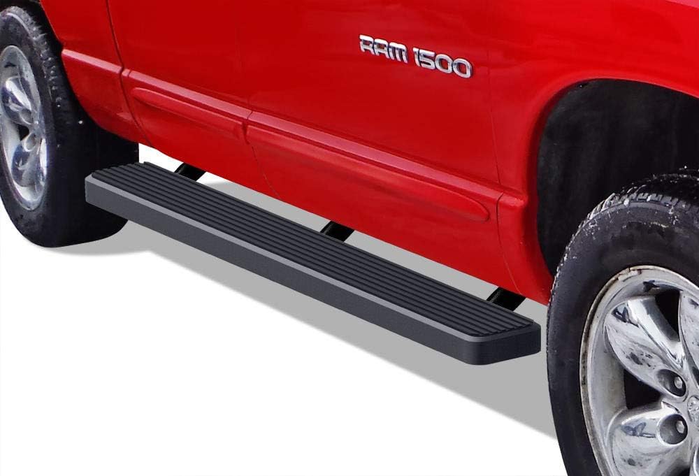 APS 6in Black Stainless Steel Running Boards Compatible with Dodge Ram 1500 2500 3500 Quad Cab 02-08