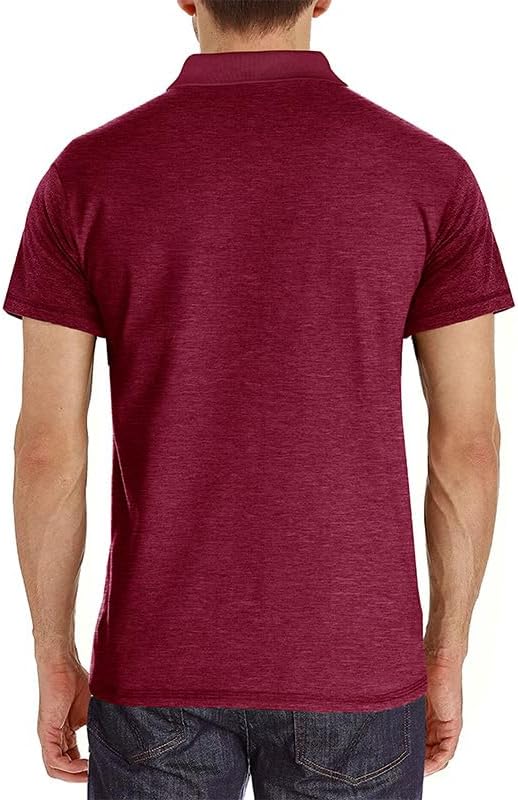 Men's Casual Polo Shirts Classic Button Basic Short Sleeve Shirt Solid Color Cotton Tees Golf Stylish Tops