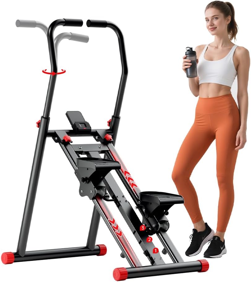 Stair Stepper for Home Gym Exercise, New Version Vertical Climber Machine for Full-Body Workout,Resistance Three-Speed Adjustment, Compact Folding Cardio Exercise Climber