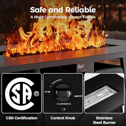 BALI OUTDOORS Propane Fire Pit Patio Outdoor Fire Pit Table Large Firepits for Outside Black