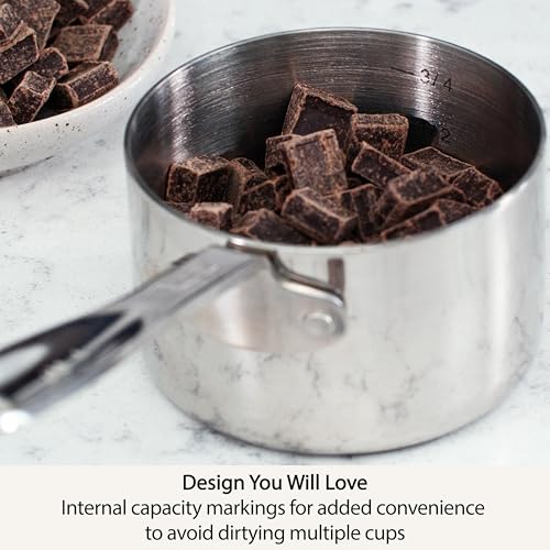 All-Clad Kitchen Accessories Stainless Steel Measuring Cup Set 5 Piece Cookware, Pots and Pans, Dishwasher Safe Silver