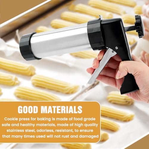 Stainless Steel Cookie Press Kit – 13 Discs & 8 Tips: Easy Shaping & Decor for Baking, Perfect for DIY Cookies/Cakes – Time-Saving for Home Bakers & Dessert Lovers