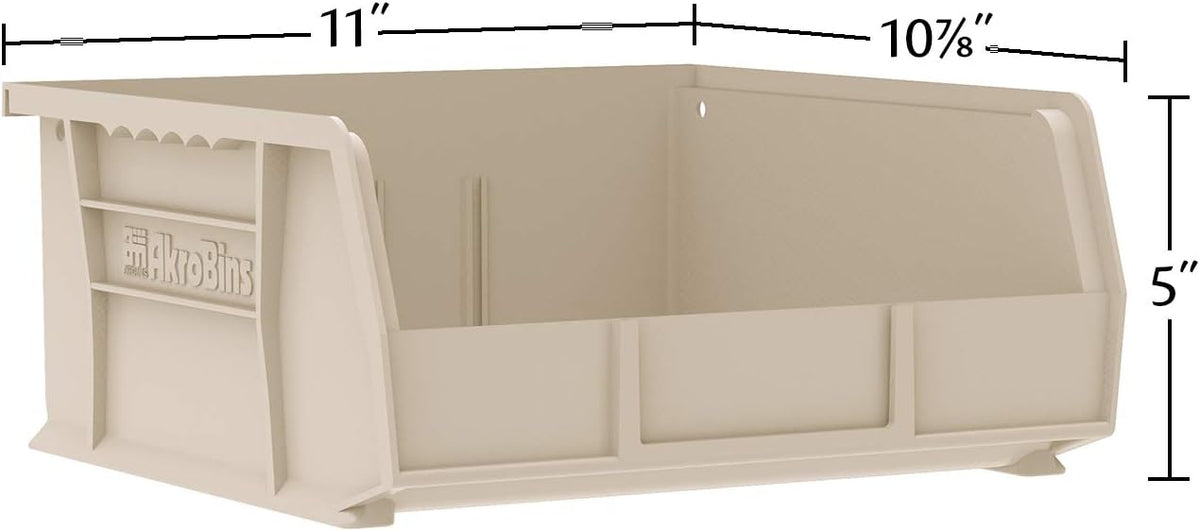Akro-Mils 30235 AkroBins Plastic Storage Bins, Space-Saving Stackable Bins for Garage, Pantry, Craft Organization, 11-" x 11-" x 5-", Yellow, 6-Pack
