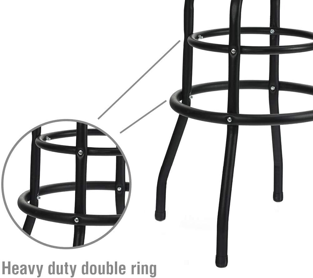 WORKPRO W112003 Garage Shop Stool, Heavy-Duty Steel Construction Garage Stool, Swivel Cushion Seat, Black Powder Coated Legs & Footrest (Single Pack)