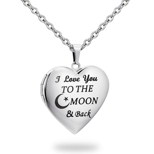 PHOCKSIN I Love You To The Moon And Back Lockets For Girlfriend Heart Locket Necklace That Holds Pictures Women's Lockets As Birthday Gifts