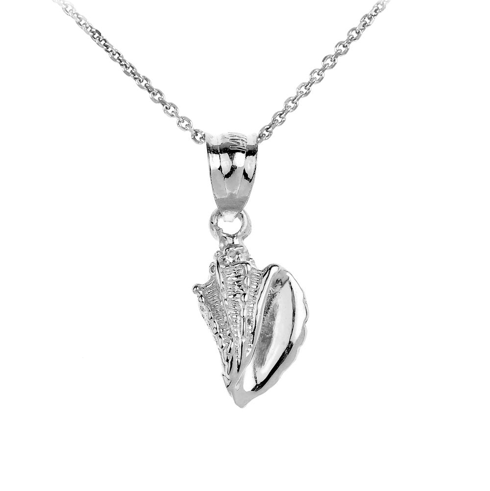Dainty 925 Sterling Silver SeaShell Charm Pendant Necklace, 20"