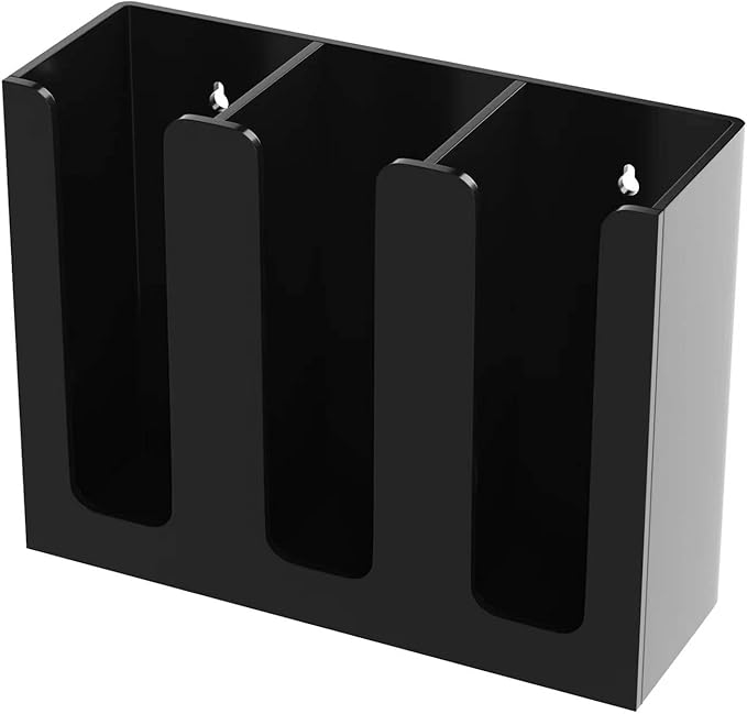 Richboom Acrylic Coffee Cup and Lid Storage Organizer Holder, 3 Compartments, Black