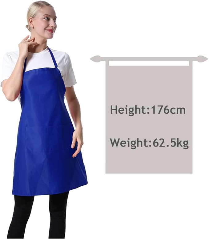 12 Pcs Bib Blue Aprons for Women Men Unisex Adult with 2 Front Pockets, Chef Kitchen Server Grill Restaurant Cooking Baking Painting Waterproof Aprons Bulk (Blue, 12)…