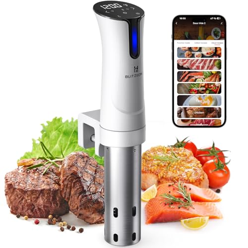 BLITZHOME Sous Vide Machine, WiFi APP Included, 1100W Sous Vide Cooker with Accurate Temperature & Timer, Stainless Ultra Quiet Precision Immersion Circulator Device, Kitchen Gadgets with Recipes