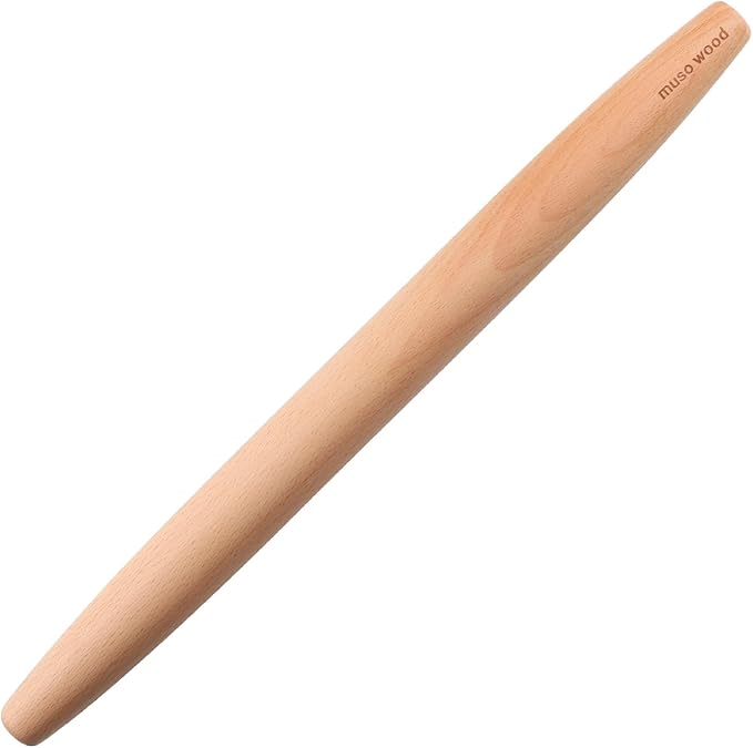 Muso Wood Wooden French Rolling Pin for Baking, Beech Wood Tapered Rolling Pin for Fondant Pie Crust Cookie Pastry(French 15.75-Inch)