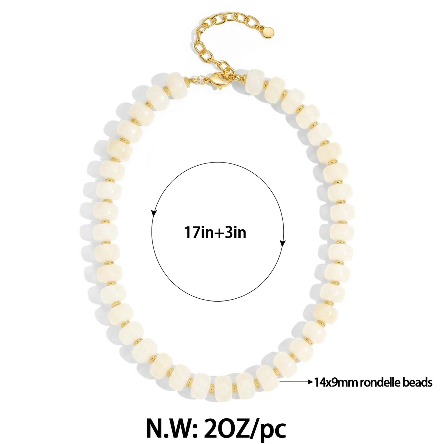 FAUTHENTICUTE White Resin Beaded Necklace for Women Boho Statement Necklaces Trendy Summer Beach Jewelry Western Style White Bead Necklace Everyday Layered Choker Necklaces for Women