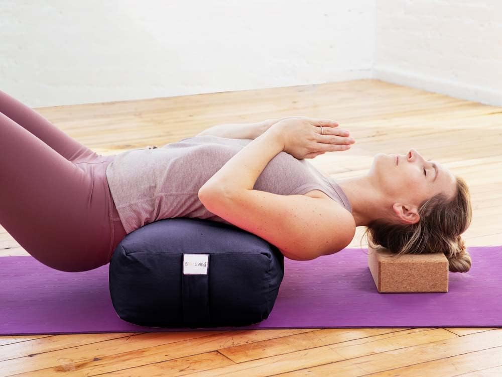 Sol Living Yoga Bolster Pillow Rectangular Meditation Cushion Cotton Meditation Accessories for Restorative Yoga Meditation Pillow Yoga Pillow Firm Body Pillow Bolster Pillow for Legs Removable Cover