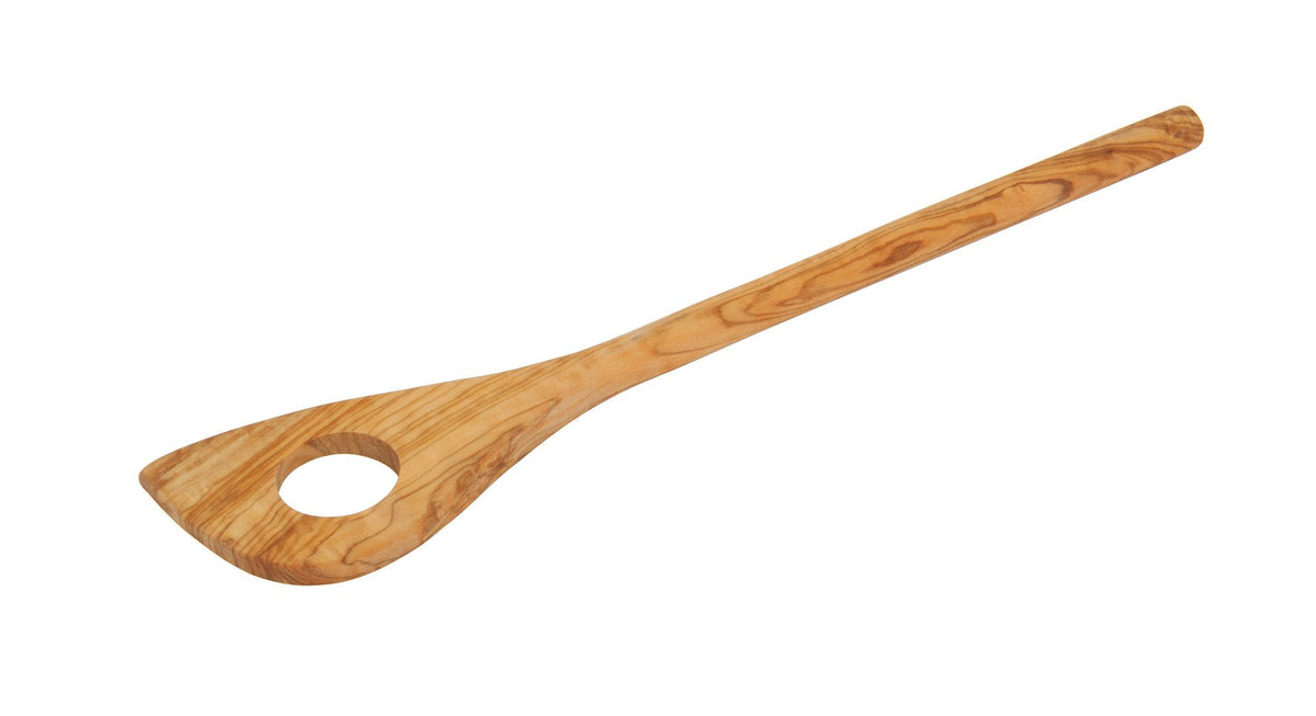 Redecker Oiled Olive Wood Cooking Spoon with Hole, 11-7/8-Inches