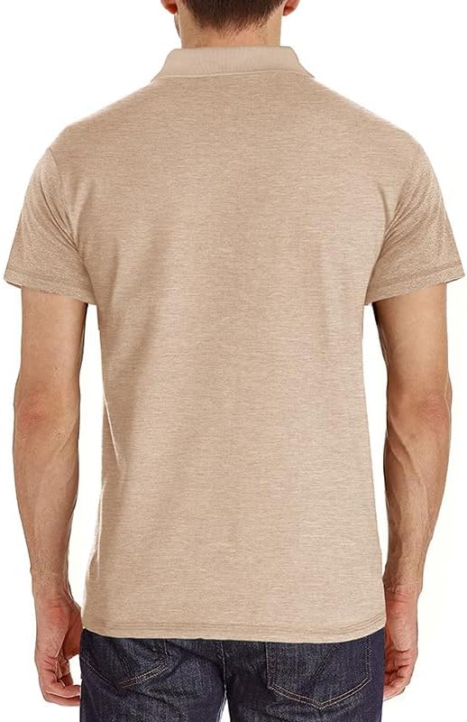 Men's Casual Polo Shirts Classic Button Basic Short Sleeve Shirt Solid Color Cotton Tees Golf Stylish Tops
