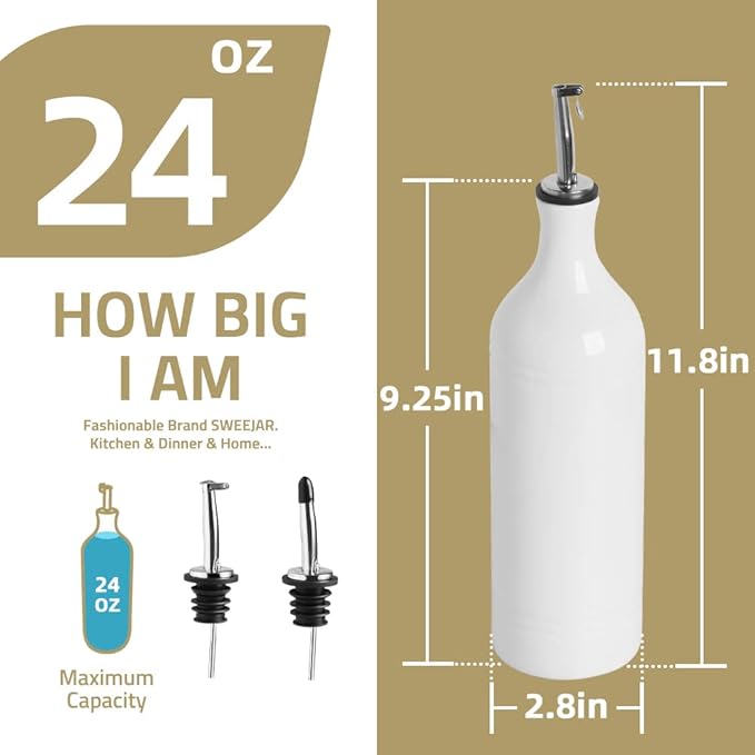 Sweejar Large Ceramic Olive Oil Dispenser Bottle, Opaque Oil Cruet Protects to Reduce Oxidation, Suitable for Storage Vinegar, Soy Sauce & Other Liquids, Pack of 1, 24 Fl Oz(Gradient Blue)