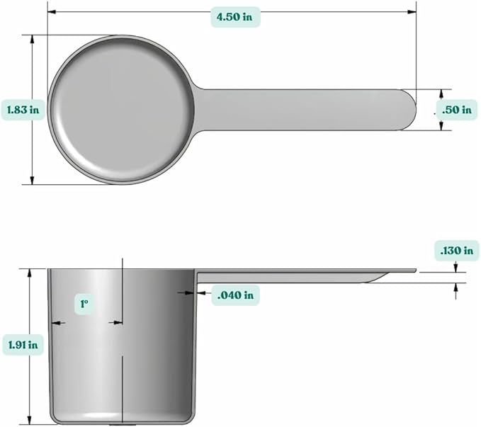 70 mL (2.37 Oz. | 4.73 Tablespoon) Long Handle Plastic Measuring Scoop for Coffee, Protein Powder, Pet Food, Spices, Grains, Dry Goods – Food-Grade BPA-Free (Pack of 10)