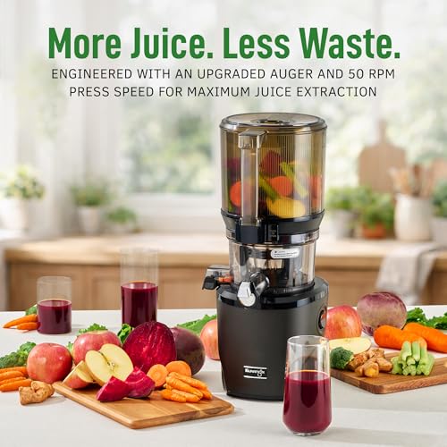 Kuvings AUTO10 Cold Press Juicer Machine – Self-Feeding for Hands-Free Use – Easy to Clean, Quiet 240W Motor, 100 oz Large Masticating Juicer – Designed for Silky Juice with Low Pulp – Matte Black