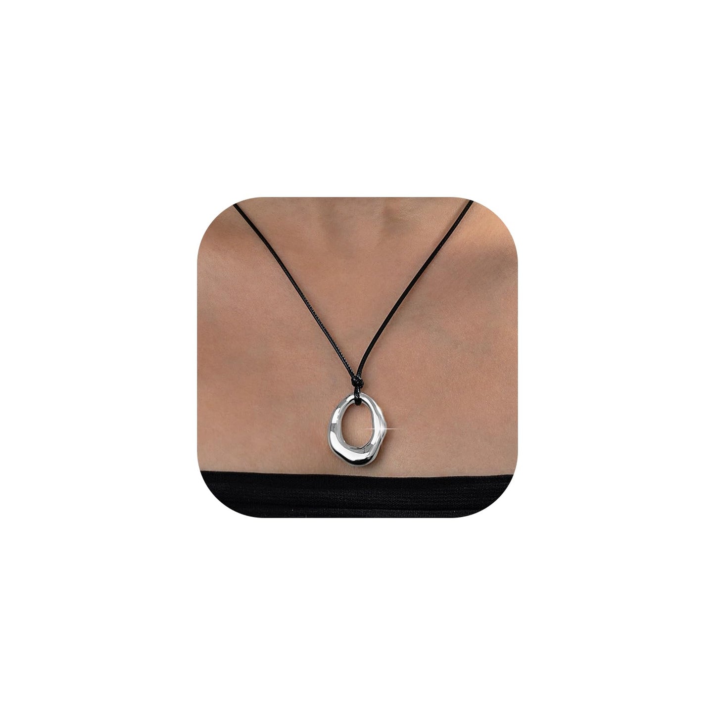 Hcrohihit Chunky Hollow Pendant Necklace for Women,Trendy Charm Big Circle Necklace Boho Punk Cowgirl Outfits Western Accessories (A-SL)
