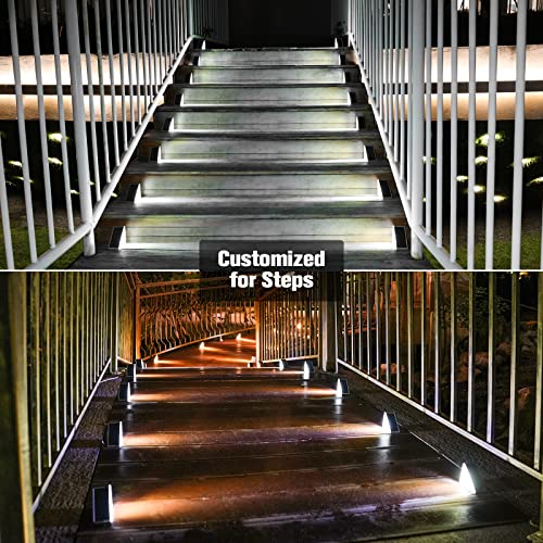 VOLISUN Solar Stair Lights 6 Pack, Solar Step Lights Waterproof IP67, Outdoor Step Light with 13 LEDs, Outdoor Lighting Decor for Yard Stair, Patio, Front Step, Front Porch and Deck(Cool White)