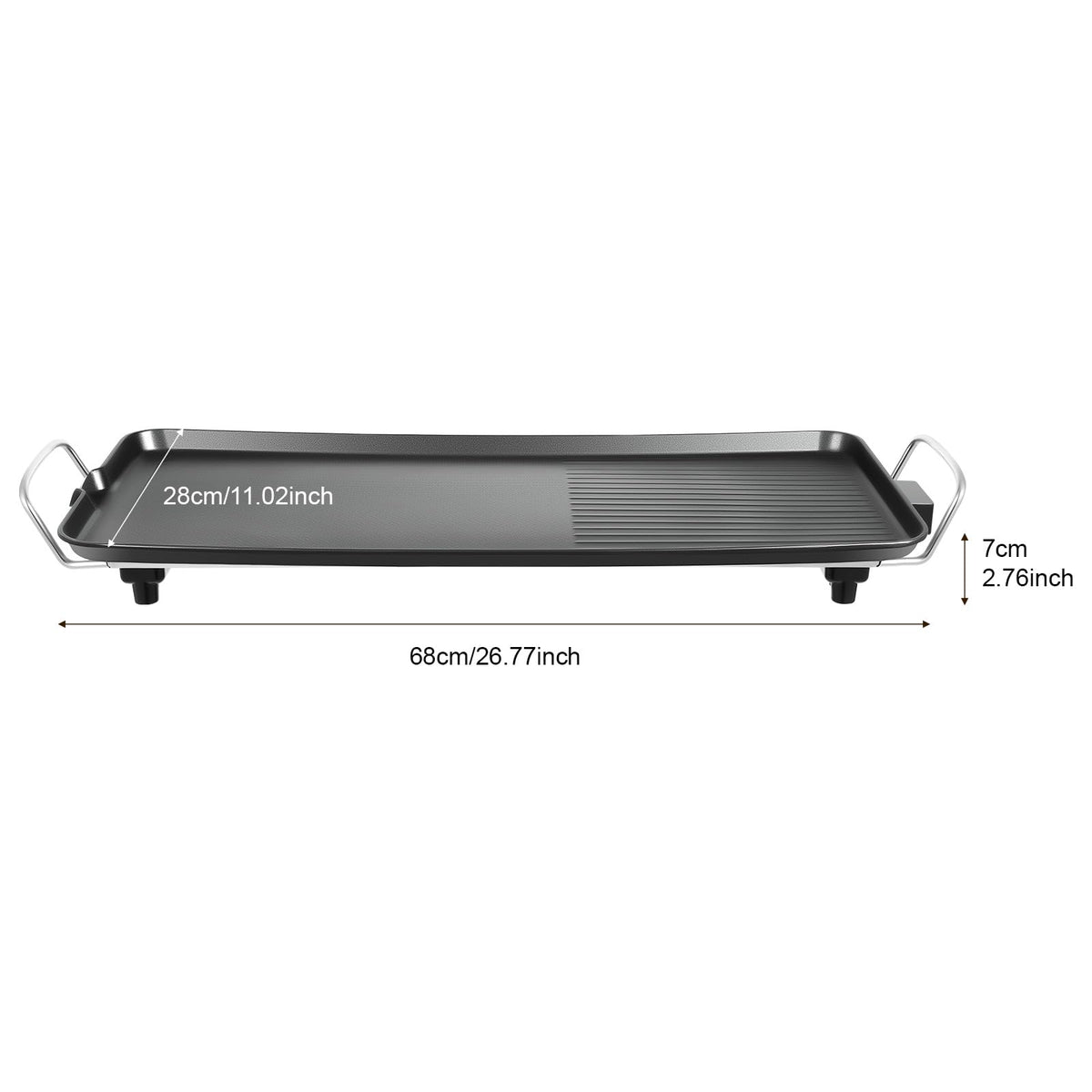 26" Large Electric griddle 1500W Teppanyaki Table Top Grill Griddle with Nonstick Surfaces & Adjustable 5 Temperature Setting for Indoor/Outdoor Use