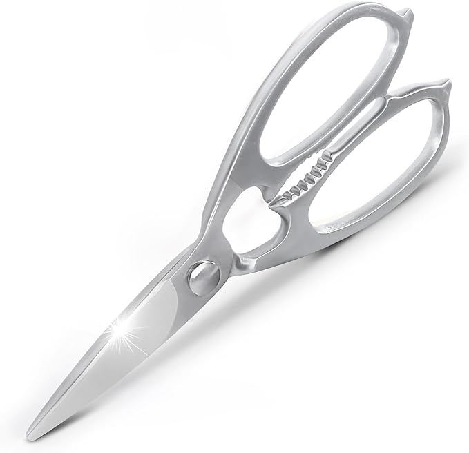 Newness Multi-Purpose Kitchen Scissors, Premium Stainless Steel Solid Kitchen Shears for Can Opener, Walnut Cracker, Heavy Duty Poultry Scissors with Sharp Blade for Cutting Turkey, Chicken, Bones