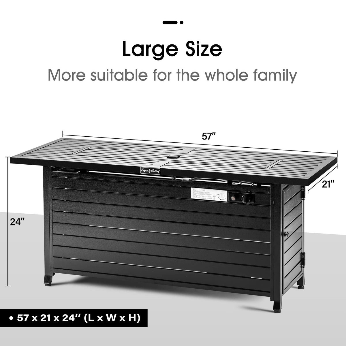 57 inch,Extruded Aluminum,50000BTU,Retangular Outdoor Gas Propane Fire Pit Table, Firepit Table with Lid,ETL Certification,for Garden Backyard Deck Patio Camping Party