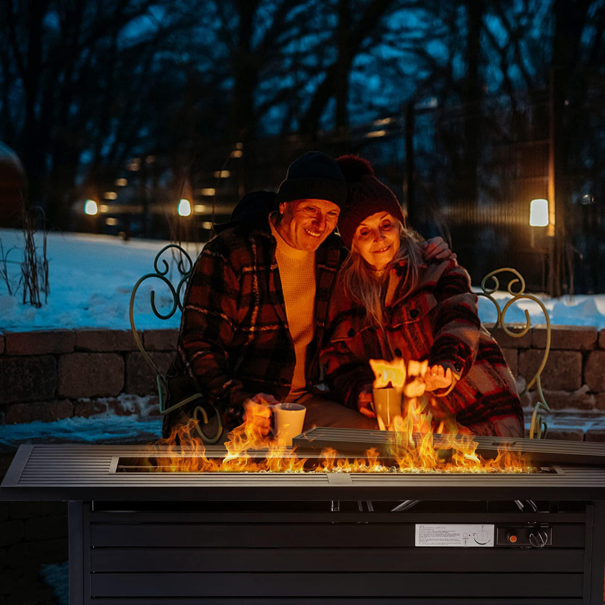 57 inch,Extruded Aluminum,50000BTU,Retangular Outdoor Gas Propane Fire Pit Table, Firepit Table with Lid,ETL Certification,for Garden Backyard Deck Patio Camping Party