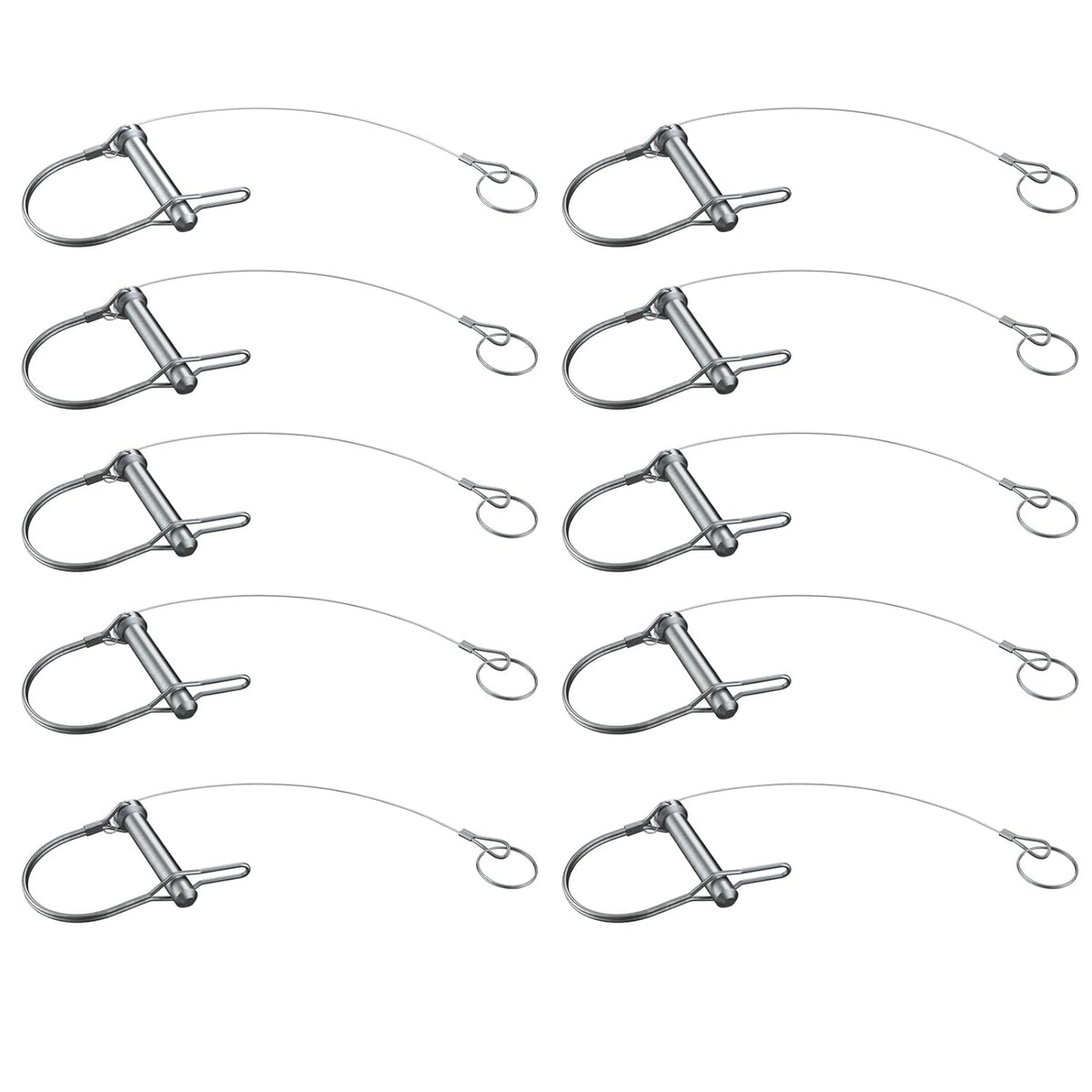 10Pcs Trailer Coupler Pin 5/16x 1-3/4（WxL） Prevents Loss Trailer Hitch Locking Pin with Plastic Coating Tether Steel Quick Release Ring for Shaft Trailer Tongue