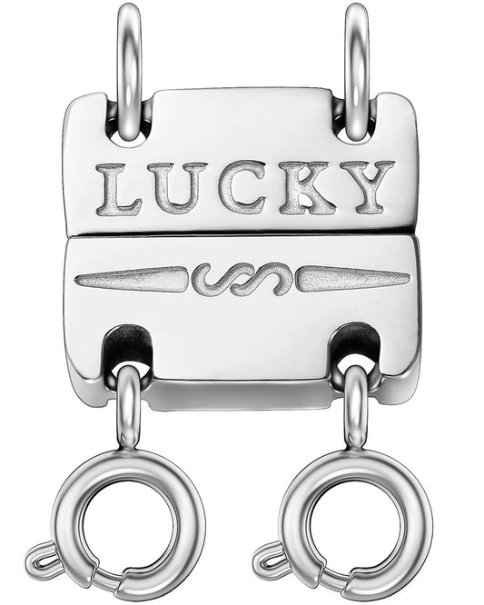 Qulltk Lucky Necklace Separator for Layering Strong Magnetic Clasps, 14K Gold and Silver Multiple Necklace Clasps for Layered Look