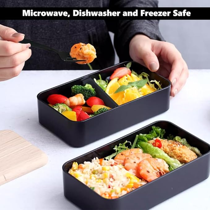 Bento Box Adult Lunch Box Set with Bamboo Lid, Compartments, Divider, Insulated Bag, Utensils, Bento Lunch Box, Microwavable - Japanese Style Lunchbox