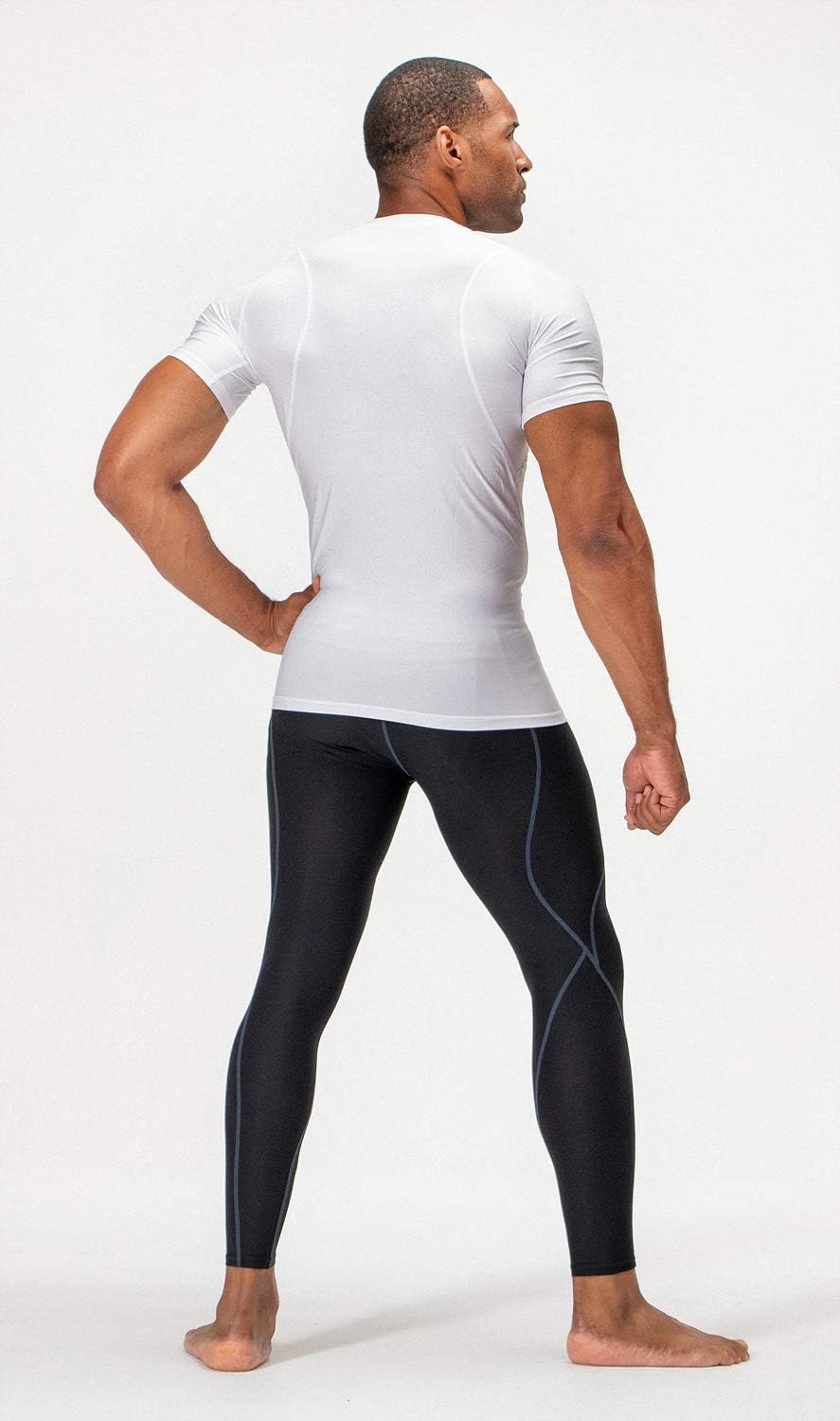 DEVOPS 3 Pack Men's Cool Dry Short Sleeve Compression Shirts, Sports Baselayer T-Shirts Tops, Athletic Workout Shirt