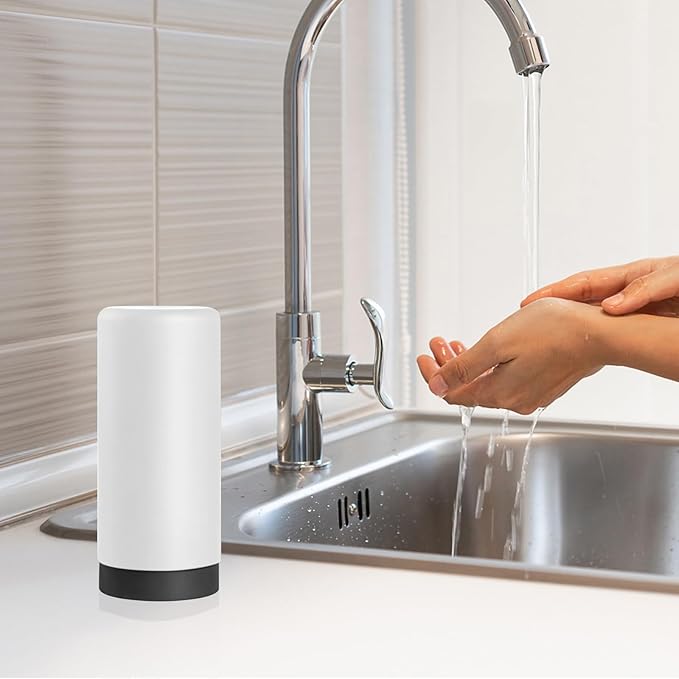ElmRidge Dish Soap Silicone Dispenser for Kitchen Sink,Squeeze Washing Up Liquid and Hand Soap,Round refillable Silicone Bottles,Easy to Fill and to use, 8.5 oz,Black 2.4 x 2.4 x 5.5 inches (White)