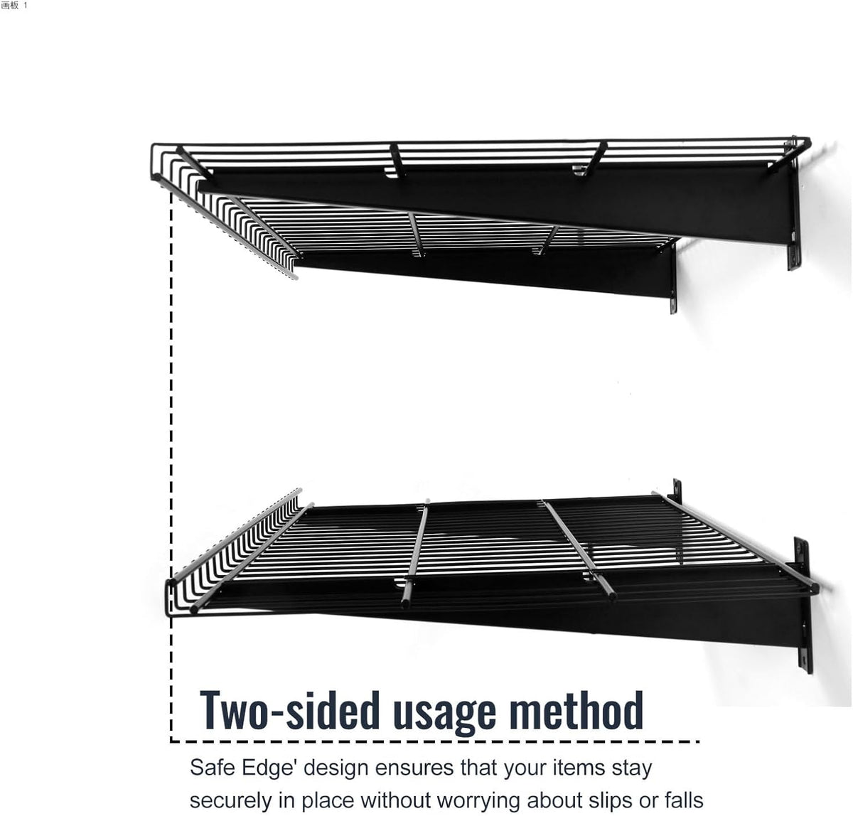 2 Pack Garage Wall Mounted Shelf, 23.6" x 11.4" Heavy Duty Wall Storage Shelves for Garage, Workshop, Laundry Room and Kitchen, Max Load 50 lbs (Black,2 Pack)